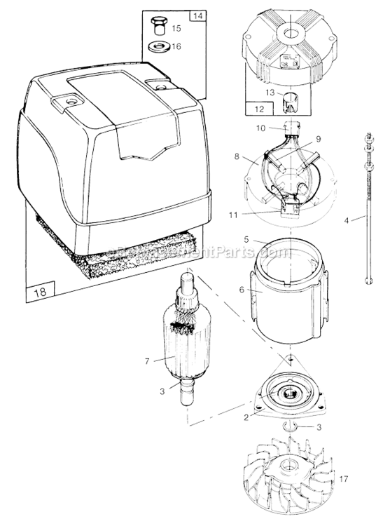 Electric Motor And Related Diagram and Parts List for 101120-0121-99  Briggs and Stratton Engine